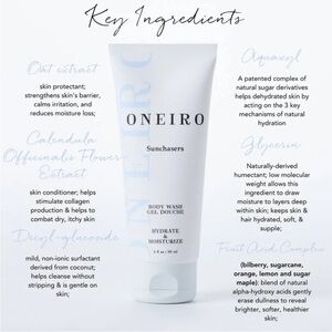 ONEIRO - Sunchasers Body Wash Gel Douche Hydrate & Moisturize NEW 3fl oz travel